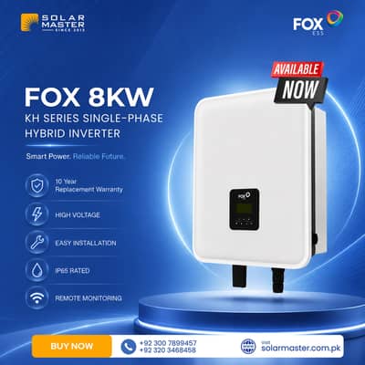 FOX ESS – 8kW Single Phase Hybrid Inverter  |  Ready To Ship