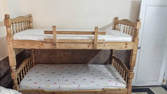 wooden bunk bed