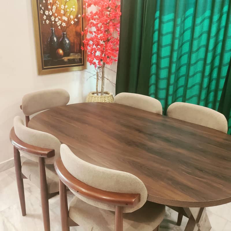 Premium 6-Seater Dining Table – Solid Base 0