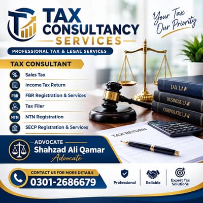 Sales Tax, Income Tax Return, Tax Consultant, FBR, Tax Filer, NTN,SECP