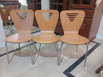 3 Brand New Waterproof Wooden Chairs with Steel Frame