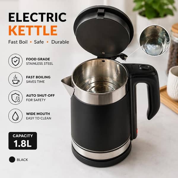 T  2.2L Electric Kettle – Fast Boil Water Heater with 201 Stainless Steel Body, Heat-Resistant Handle, Automatic Electric Tea Kettle for Home, Office, Kitchen & Daily Use