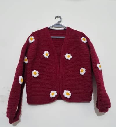crochet hand made floral cardigan unused