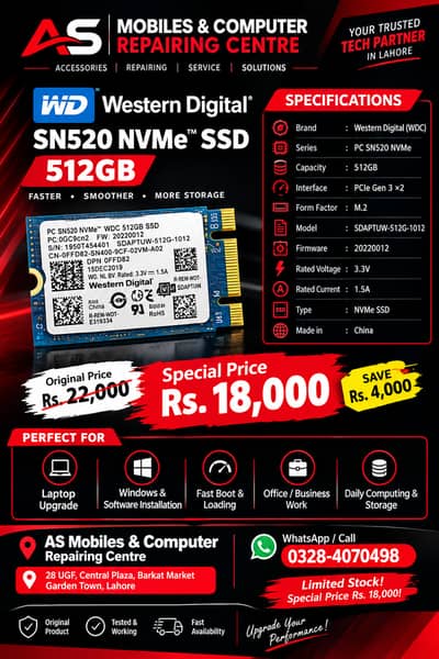 512 Nvme SSD Pull out Fresh Condition