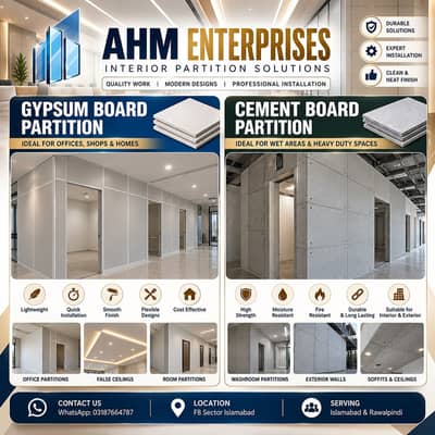 Gypsum board partition/Glass Partition/interior work/drywall Partition