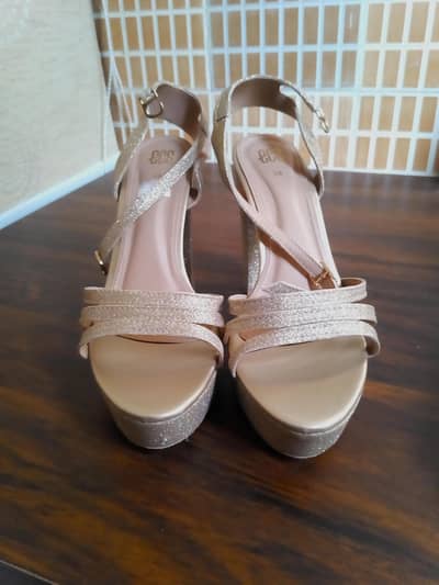 Elegant Golden Embellished Heels | Party Wear Sandals | Size 38