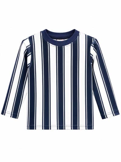 Boys Navy Blue & White Striped T-Shirt