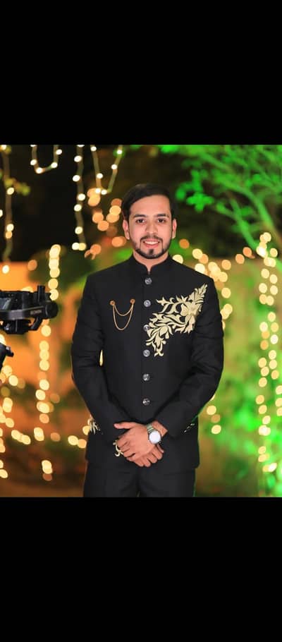 Black Embroidered Prince Coat Unique Custom Made by Tailor Tag Brand
