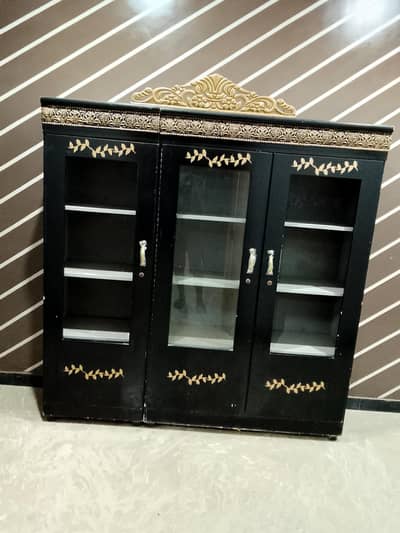3 Door Wooden Crockery Showcase/ Bartano wali Almarih - Good Condition