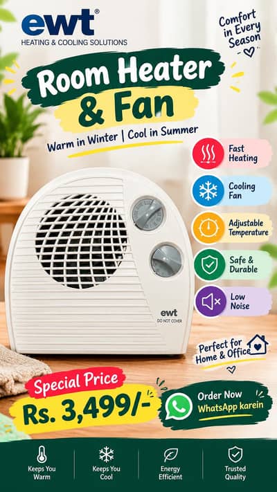 EWT Room Heater & Fan – New – Without Box