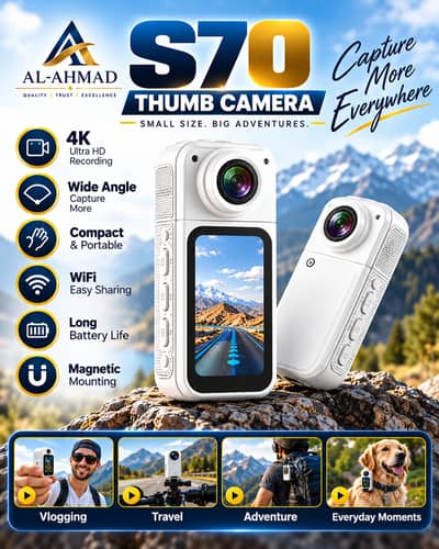 S70 Thumb Camera - WiFi, First Person View, 2.7K HD, for Pets/Sports/C