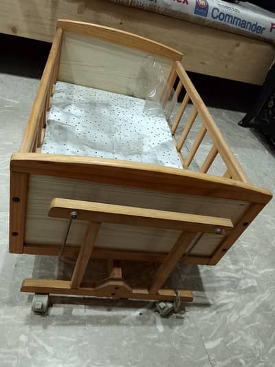 "Baby Wooden Jhula / Cot with wheels & mattress - unused - Brand new"