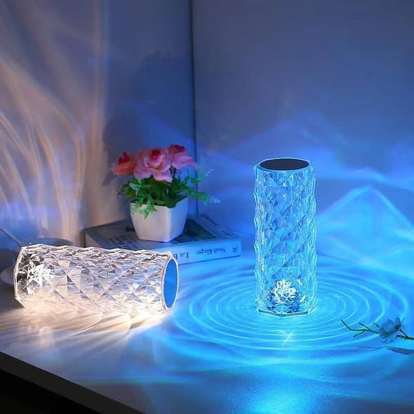 T  Crystal Diamond Table Lamp – 16 Color Changing LED Night Light with Touch & Remote Control | USB Rechargeable Crystal Bedside Lamp for Bedroom, Living Room, Dining Table, Home Décor, Romantic Lighting & Gift Use