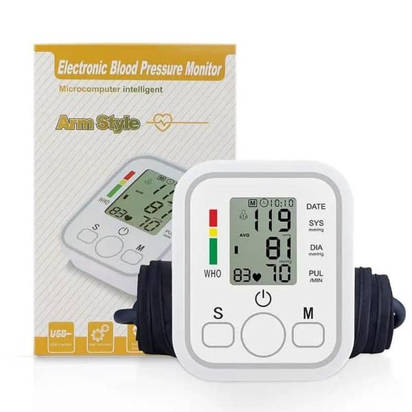 T  Digital Blood Pressure Monitor with USB Power Supply – Automatic Upper Arm BP Monitor, Accurate Blood Pressure Measuring Machine with LCD Display, Home Use Blood Pressure Checker & Heart Rate Monitor (No Voice Function)
