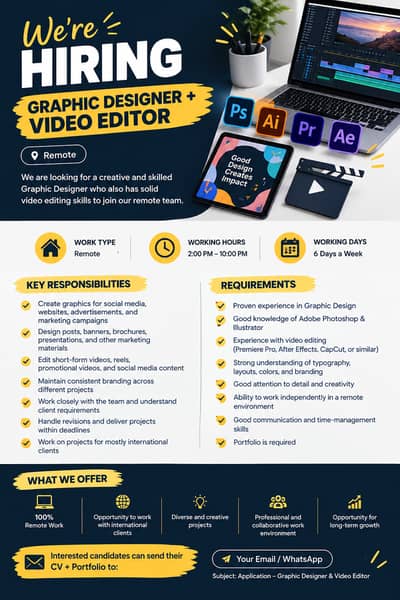 Need Graphic Designer Urgently for a Remote JOB