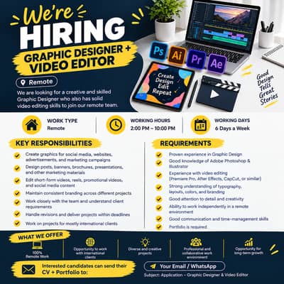 Need Graphic Designer Urgently for a Remote JOB