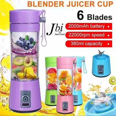 Portable USB Rechargeable Blender Juicer – 380ml | 6 Blades