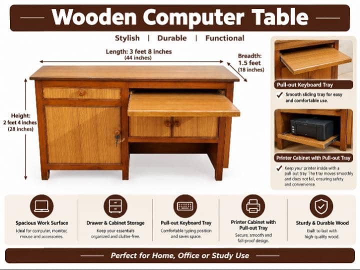 Wooden Computer Table 0