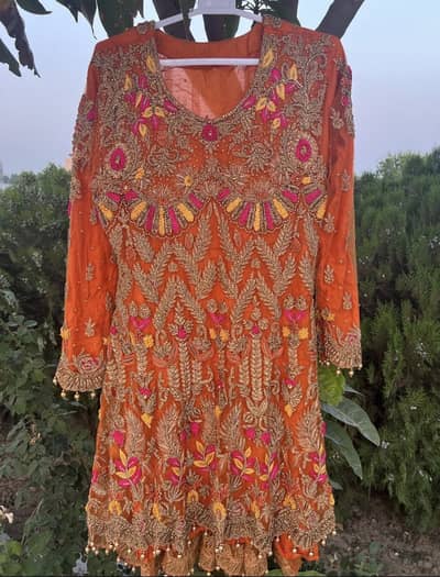 Multi colour short frock with garara