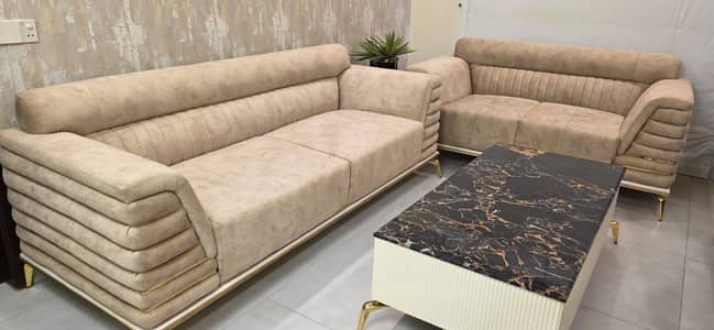 Sofa set 5 seater (3+2) luxury with marble table