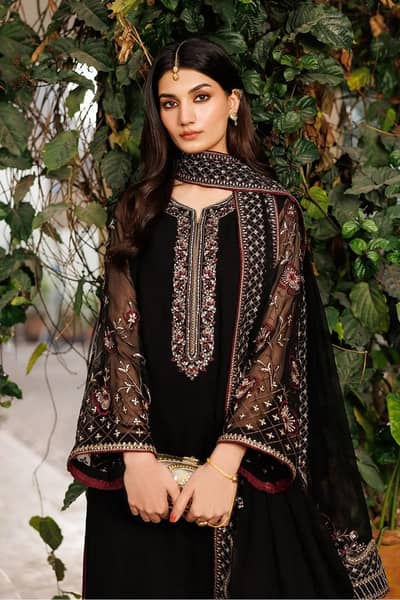 luxury chiffon embroidery 3 pice unstitched suit for women