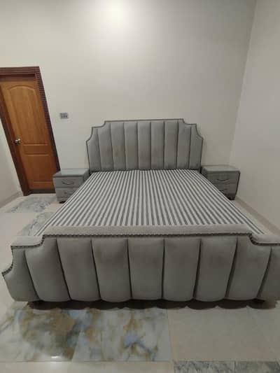Diamond bed with side tables and dressing table