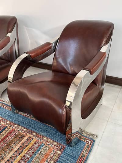 Bauhaus-Style Leather & Chrome Armchairs