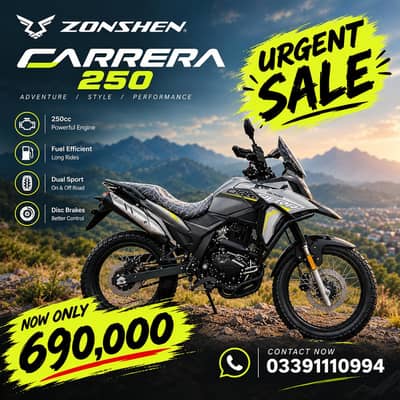 BRAND NEW Asia Zonshen Carrera 250 URGENT SALE