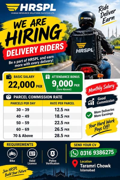 Bike rider Job Available in Islamabad tramri chowk
