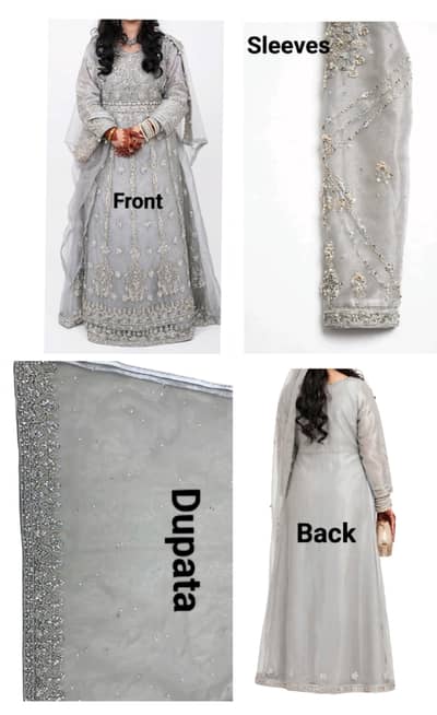 Maria B inspired silver grey waleema maxi