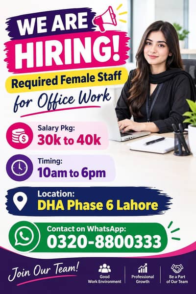 Female Staff Required for Office Work