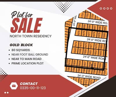 HOT DEAL 80 SQYARDS PLOT GOLD BLOCK NORTH TOWN RESIDENCY PHASE 1