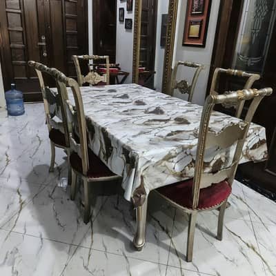 Luxury 6-Seater Dining Table Set | Wooden Top Dining Table
