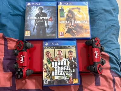 Sony Ps4 slim 500gb +2 controllers+ 4 game disks +Active ps plus
