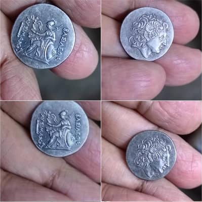 Set of (2) Indo Greek Tetradrachm Silver Coins, Old & Antique Coins