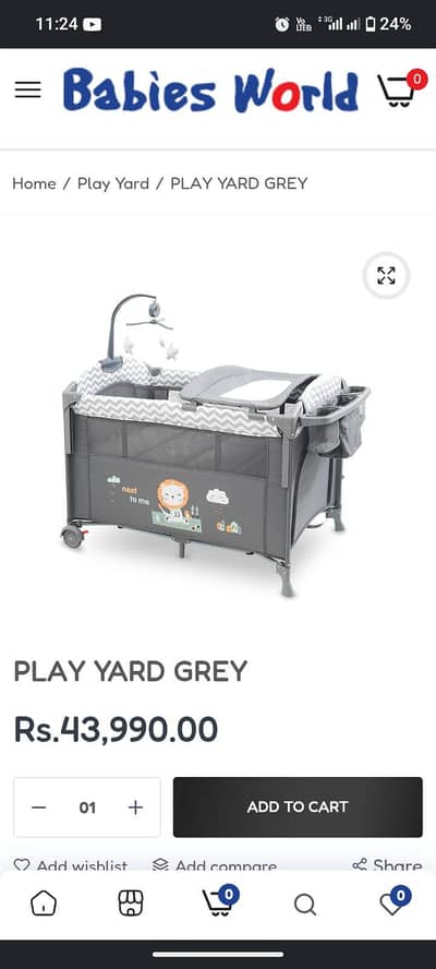 Babies World Play yard plus cot for sale