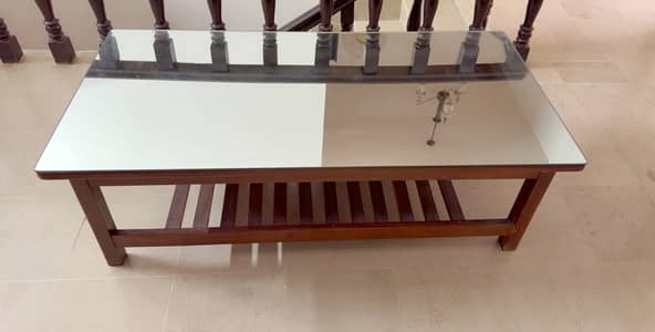 Wooden Center Table with glass top