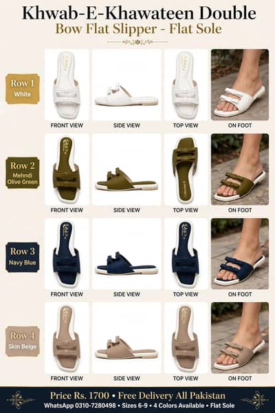 ladies flat chappal double bow design