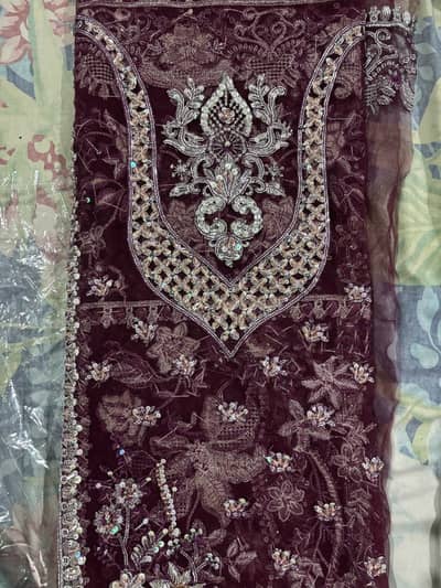 Plump color wedding wear 3 piece for sale brand Ramsha