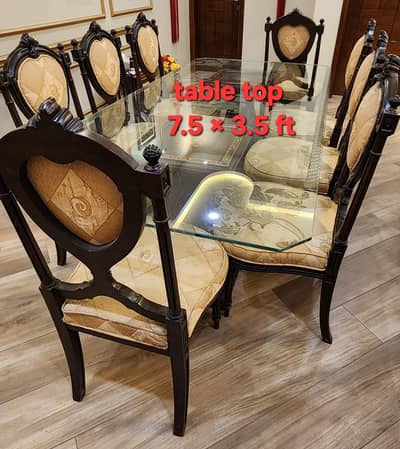 Dinning Table glass top with 8 chairs