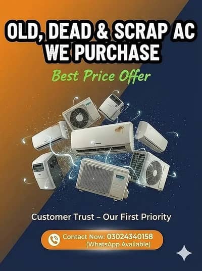 We buy Window AC / Split AC / Scrap AC / DC Inverter / Chiller AC
