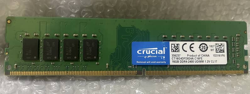 16GB DESKTOP RAM DDR4 2400 mhz CRUCIAL