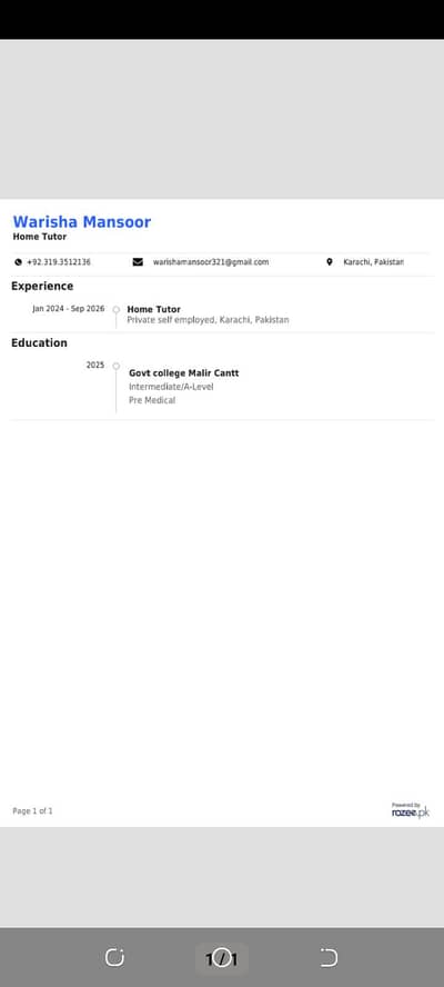 Female Home tutor Available . Class 9 to 12