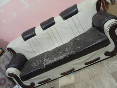 3 seater sofa for sale,  strong wooden frame,Rexine needs replacement