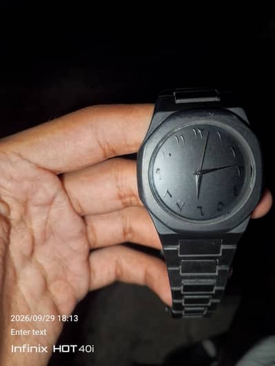 Arabic Dial Full Black Chain Watch - Gents Stylish Watch