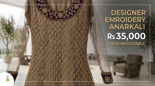 Designer Net Organza Anarkali Bridal Dress, Worn Once (Walima Wear)