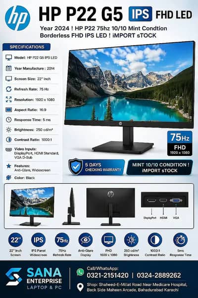 Dell & Hp Branded Fresh 20"22"24"27" LED Available In KArachi ! Sana E