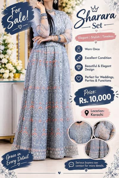 sharara set | Worn Once | Excellent condition | Rs 10,000