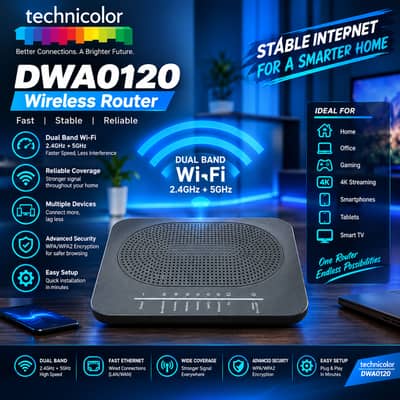 Technicolor DWA0120 AC1200 Dual Band 5GHz WiFi Router – Brand New