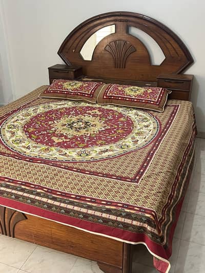 wooden double bed